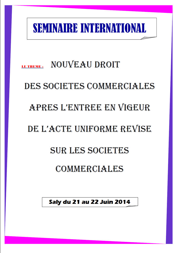 Actualité - Session De Formation Sur Le Droit OHADA Des Sociétés ...